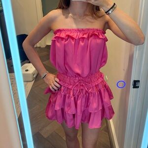 LoveShackFancy Pink Ruffled Romper
